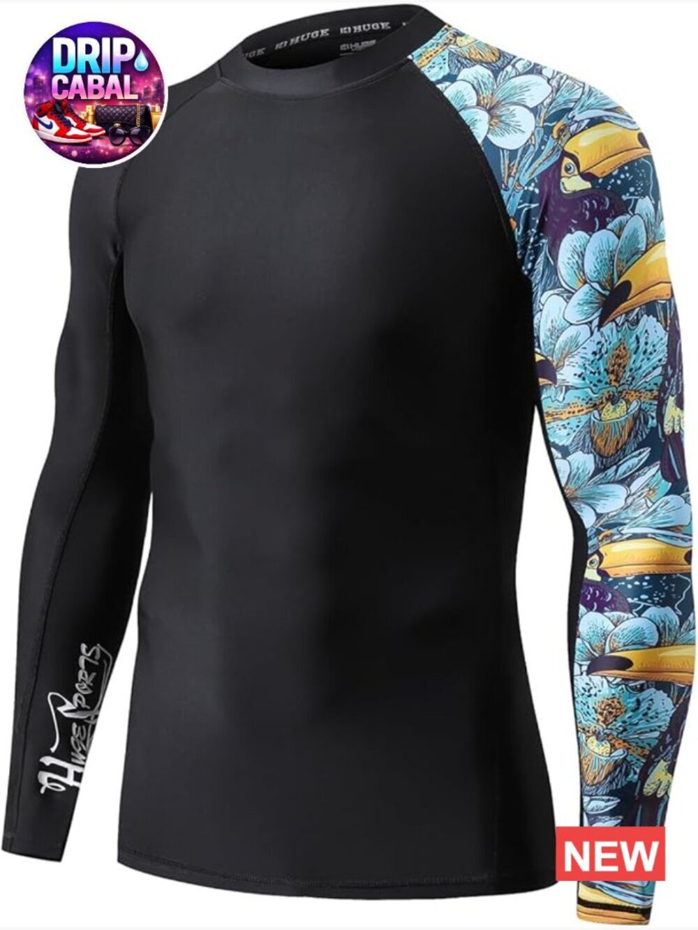UPF 50+ Long Sleeve Rash Guard Compression Swim Shirt Sun Protection Quick Dry